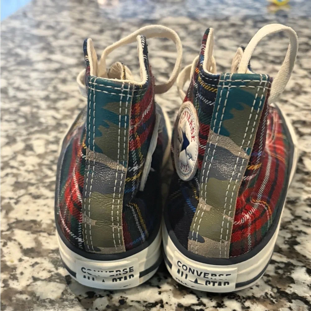 Plaid and camo converse